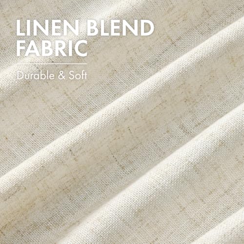 MIULEE Natural Linen Blackout Curtains 40x90 Inches Pack of 4 - Pinch Pleated Dual-Layer Window Drapes