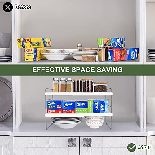 White 2 Pack Adjustable Kitchen Wrap Organizer Rack - Expandable & Sturdy Food Storage