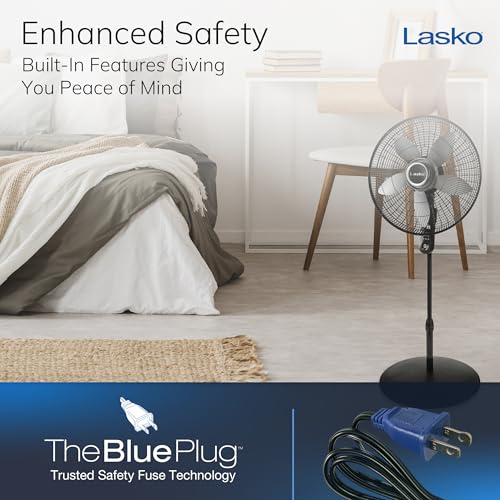 Lasko 20-Inch Oscillating Pedestal Fan with Remote, 4-Speed, Adjustable Height