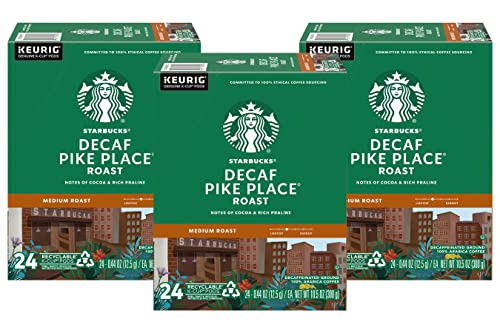 Starbucks Decaf Pike Place Roast K-Cups - 24 Count Pack of 3 (72 Count Total)