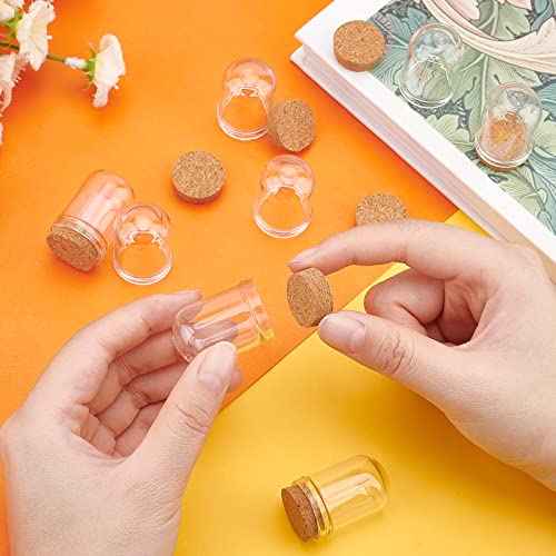 PH PandaHall 10pcs Cloche Bell Jar, Display Dome with Cork Base 8ml Mini Glass Bottles Dome Decorative Jars Display Case for Flower Storage Home Christmas Party Favor Decoration, 0.86x1.4inch