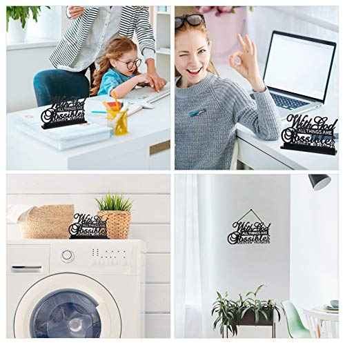 Jetec Inspirational Table Art with God All Things Are Possible Positive Sign Home Table Decoration, Motivational Centerpieces Letter Sign Wooden for Faith Motivational Decor (with Lord Possible)