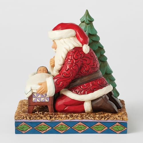 Santa Kneeling by Baby Jesus Figurine - Jim Shore Heartwood Creek, 5.7"