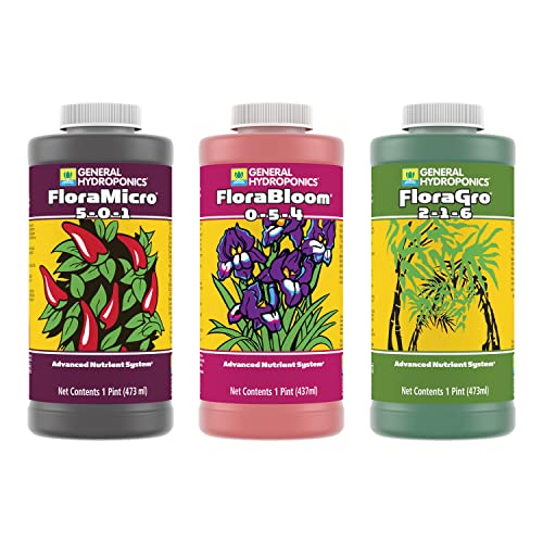 General Hydroponics FloraSeries 1 Pint Nutrient Fertilizer System with Micro, Grow & Bloom