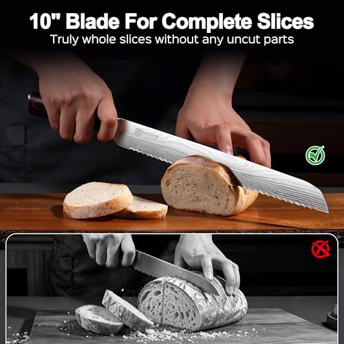 10 Inch Serrated Bread Knife - Sharp Slicing Tool for Homemade Bread & Pastries