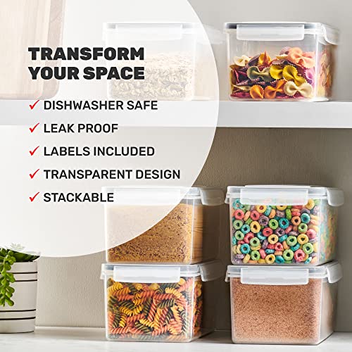 DWËLLZA KITCHEN Horizontal Airtight Food Storage Containers Set of 4, 3.2L BPA-Free Pasta Canisters
