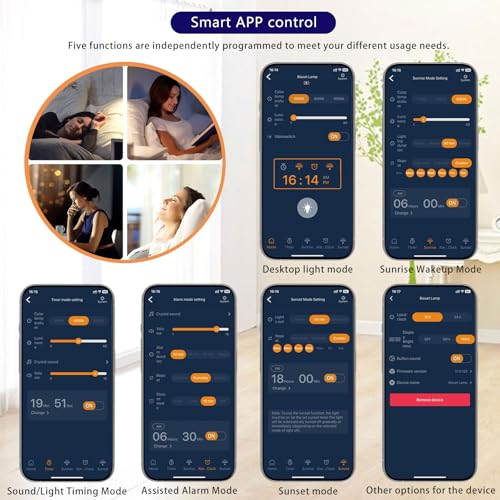 Sunrise Light Therapy Alarm Clock with APP Control - 12000 Lux, Dawn Simulator, Wake Up Happy - Variation: With APP