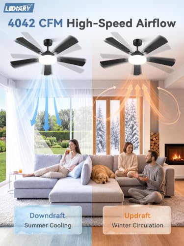 Black 52 Inch Ceiling Fan with Lights, DC Motor, Remote & App Control