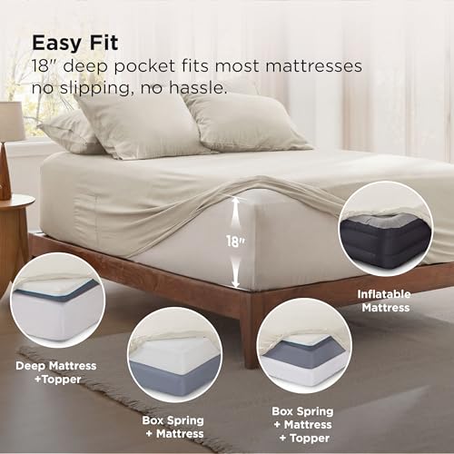 Bedsure Deep Pocket King Sheet Set - 6 Piece Ultra-Soft Linen / King
