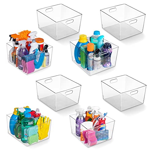 ClearSpace 8 Pack Clear Plastic Storage Bins for Kitchen Pantry Fridge Organization