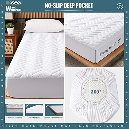 Queen Waterproof Mattress Protector Quilted Microfiber Deep Pocket Cover - White