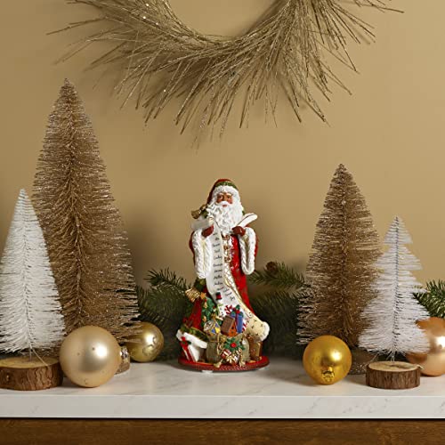 Fitz & Floyd Holiday Home African American Santa Musical Figurine - Wind-Up Decorative Resin Christmas Decoration