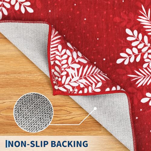 GarveeHome Christmas Snowflake Area Rug 6x9 ft Red Washable Non-Slip Low Pile