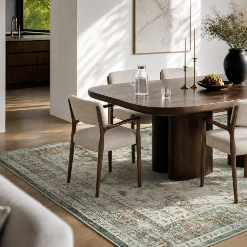 AMOAMI-Area Rug 5X7 Rugs for Living Room-Vintage Soft Green