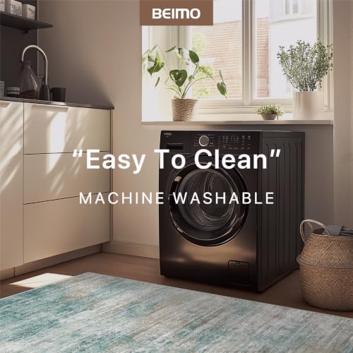 BEIMO 5' x 7' Teal Abstract Area Rug Washable Non-Slip Living Room Decor