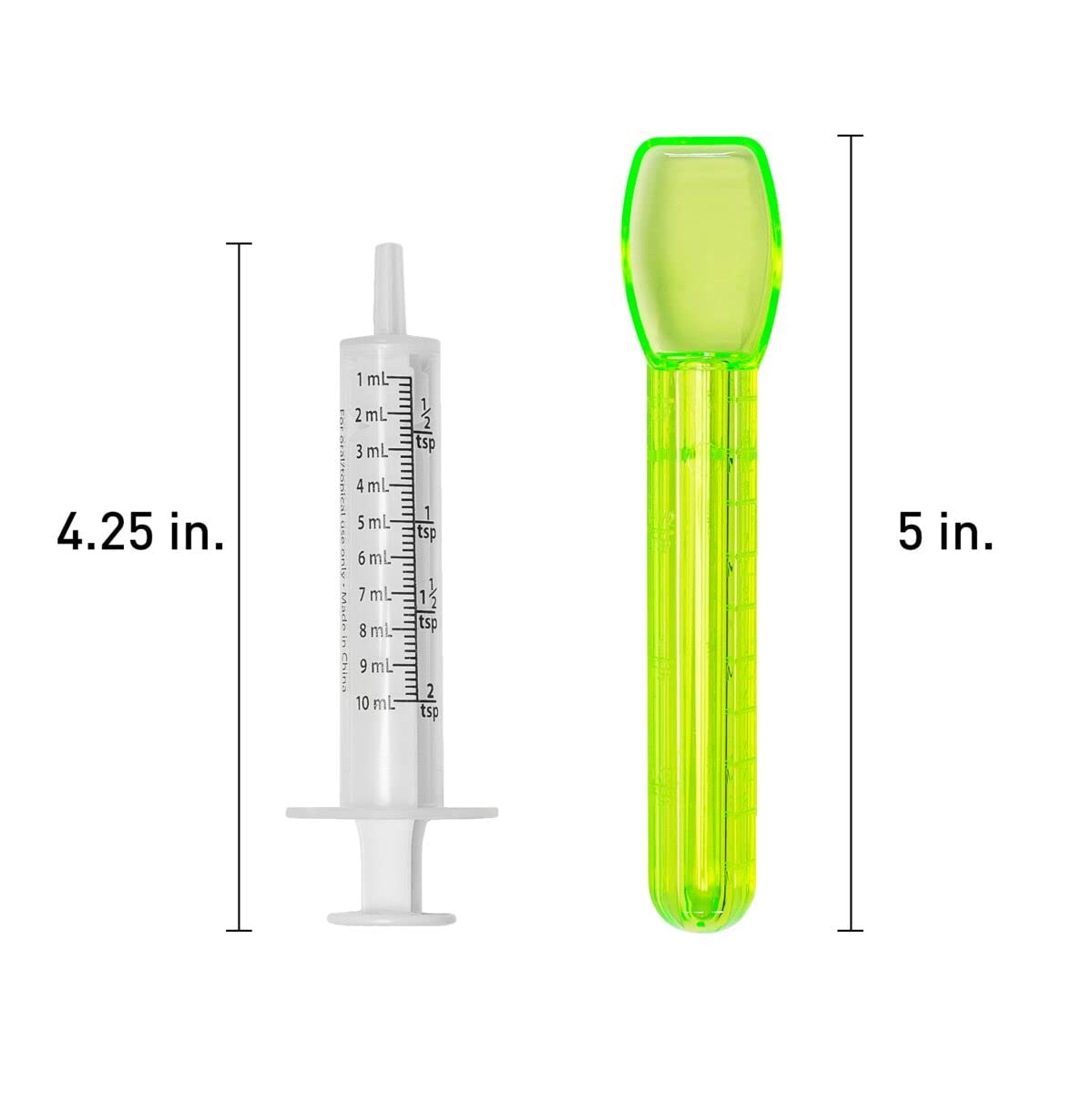 Acu-Life Oral Syringe & Spoon, 10 mL/2 TSP, Accurate Liquid Medicine Calibrator, Ideal for Kids & Adults, Easy-to-Read Measurement, Safe & Durable, Ideal for Medications & Supplements