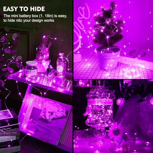 Pozzolanas 8 Pack Pink Fairy String Lights Waterproof 7ft 20 LEDs with 3 Modes for Wedding Holiday Decor