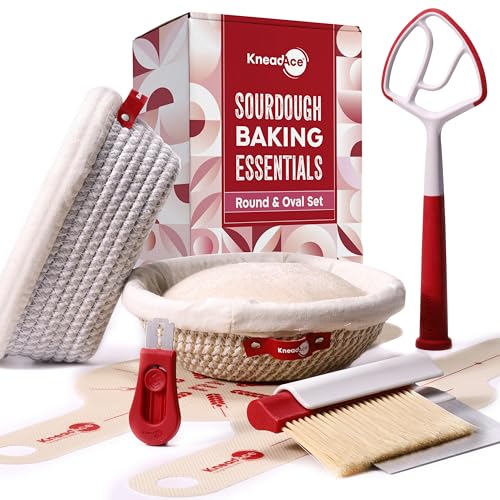 Sourdough Starter Kit with Oval & Round Banneton Proofing Baskets | Artisan Bread Baking Set