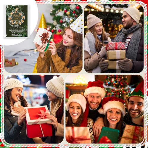 Thyle 24 Pack Vintage Christmas Ornaments with Thank You Cards – 12 Designs, 3 inch (Gold Lanyard)
