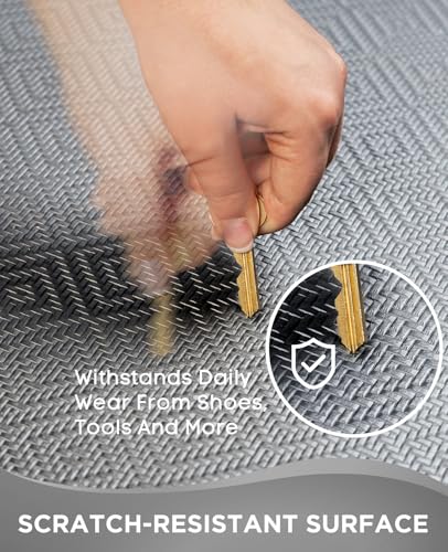 Grey Anti-Fatigue Kitchen Mat 20x32 Inch Cushioned Ergonomic Standing Rug