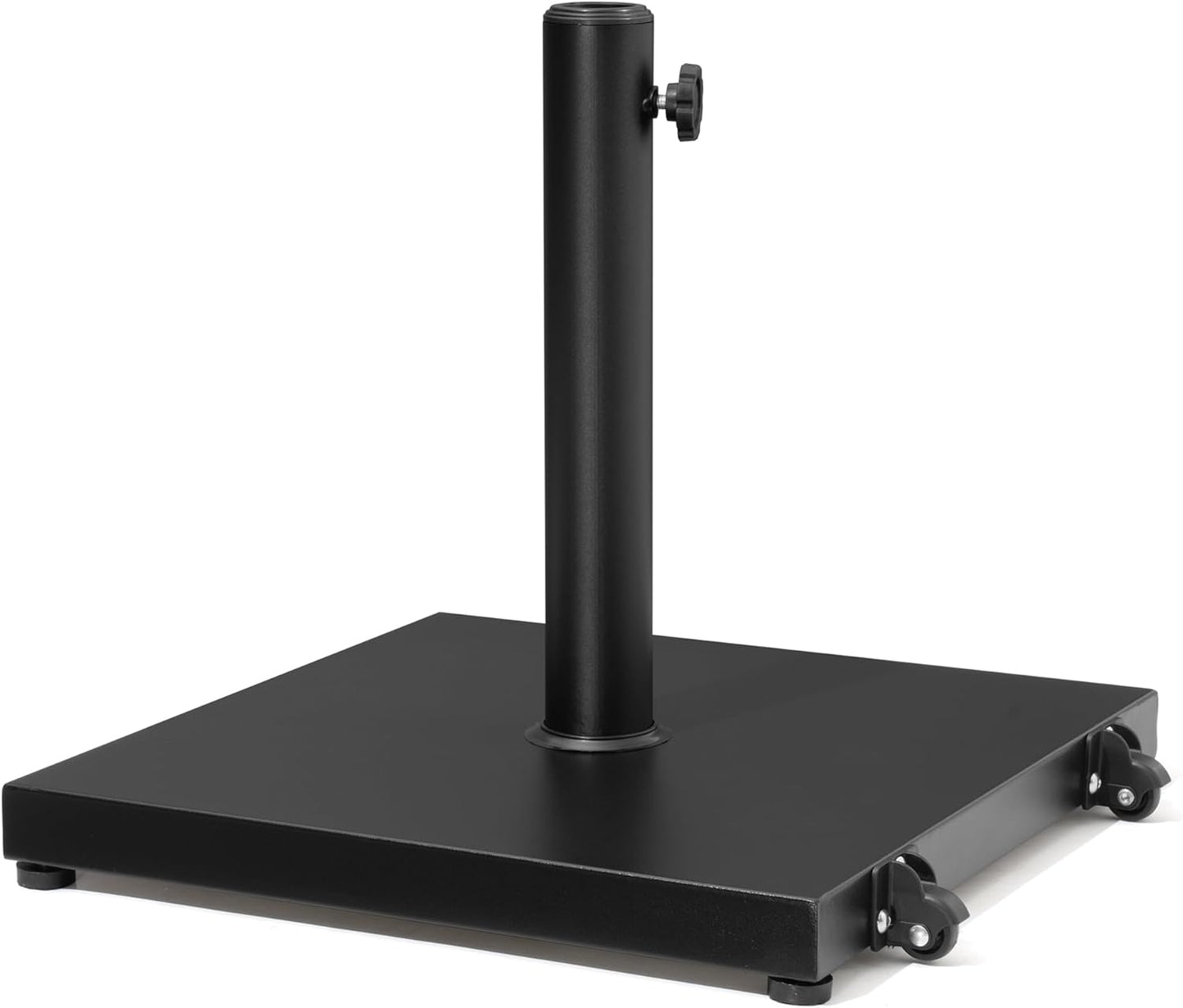 Patio Umbrella Base - 43lbs Heavy-Duty Concrete Stand with Wheels | Black Square Outdoor Umbrella Holder