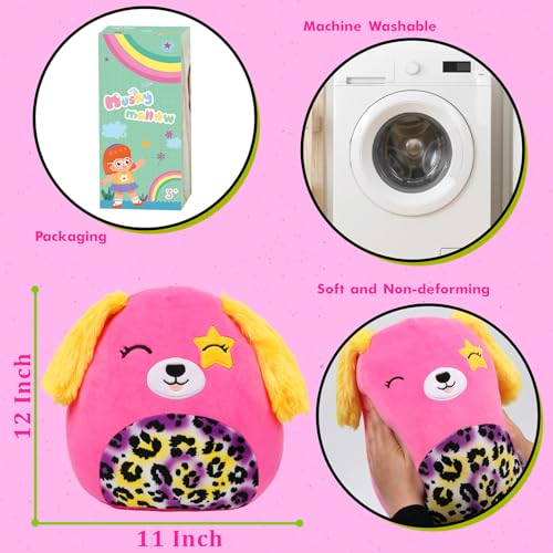 12¡± Hot Pink Dog with Leopard Belly Plush Pillow Soft Stuffed Animal Cute Plush Toy Birthday Christmas Festival Gifts for Kids Valentine's Day Gifts for Girlfriend