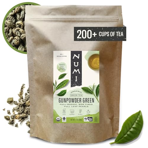 Loose Leaf Green Tea Gunpowder - Organic, 16oz, Brew 200 Cups, Full-Bodied Flavor