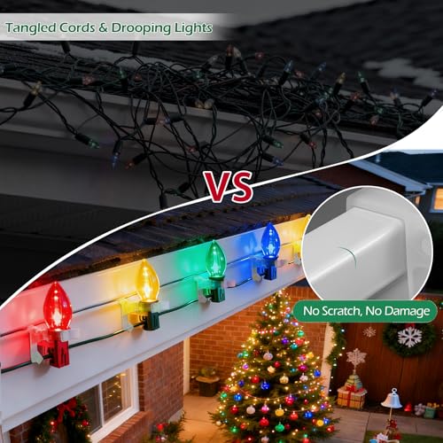 100Pcs Adjustable Christmas Light Clips for C7 C9 C3 Mini String Lights – YIBOBO, 4-in-1 Set