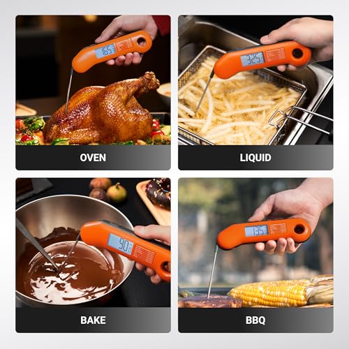 Orange & Gray Digital Meat Thermometer – 0.5 Sec Fast, NIST Certified, Waterproof