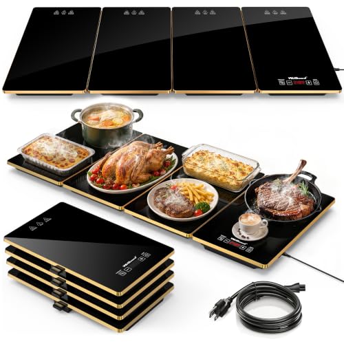 WeGuard 4-in-1 Electric Warming Tray for Buffet Parties, Large 35x15 Inch Food Warmer with Adjustable Temperature & Timer