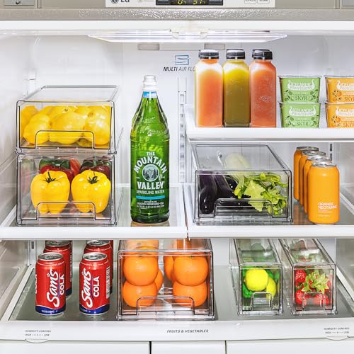 Sorbus Clear Stackable Refrigerator Drawer Organizers - Medium, 2 Pack