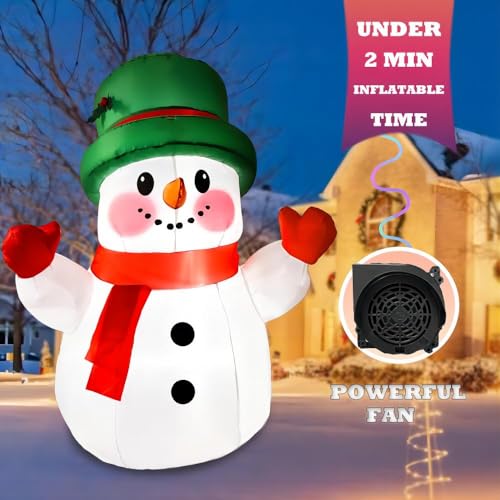 4ft Inflatable Christmas Snowman Outdoor Decoration with LED Light | Yard & Garden Holiday Decor