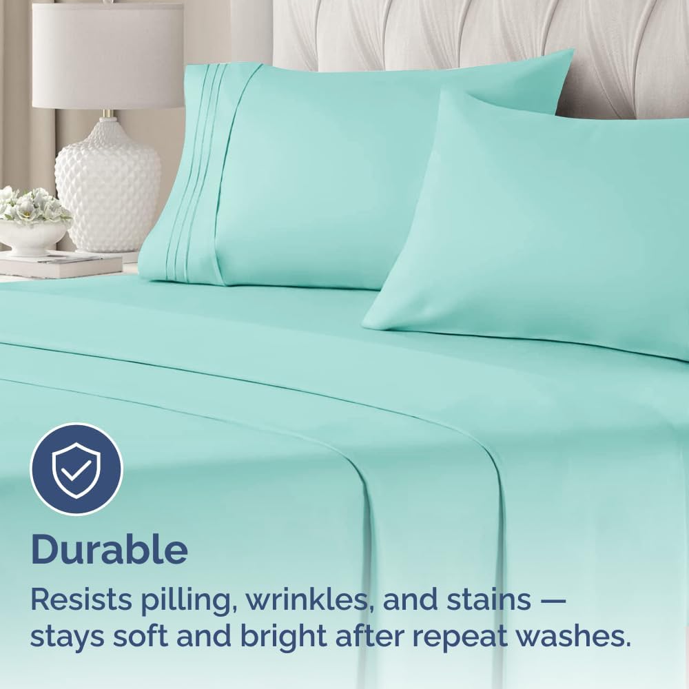 King Standard Pillow Cases - Soft Hotel Quality Covers for Comfy Bedding | Set of 4 - Spa Blue