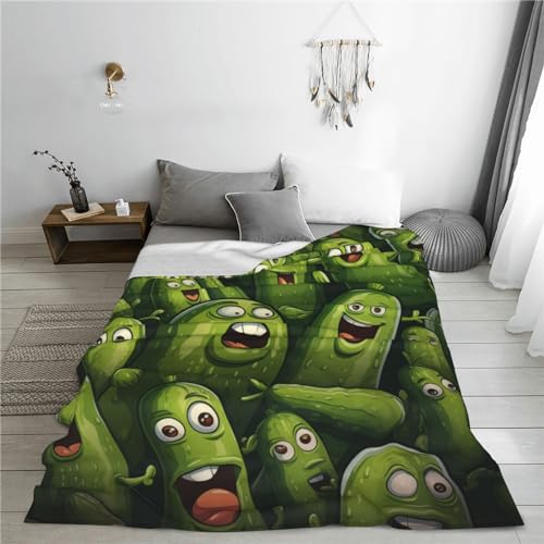 Pickle Blanket Funny Gift for Girl Women Comfy Plush Cartoon Pickles Fleece Throws Food Lightweight Sheet Super Soft Teen Kid Quilt Flannel Blankets for Bedding Sofa 40x50 Inches