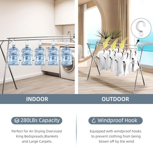 95-Inch Collapsible Clothes Drying Rack for Indoor & Outdoor Use - Silver Variation