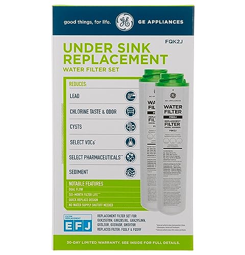 GE Under Sink Water Filter Replacement Set - Dual Flow, 2 Filters, Reduces Sediment & Impurities, Fits GXK255TBN, Pack of 2