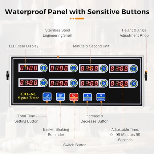 8-Channel Digital Kitchen Timer for Restaurant & Commercial Use