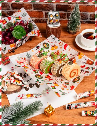 200 Pcs Christmas Wax Paper for Food, Sheets