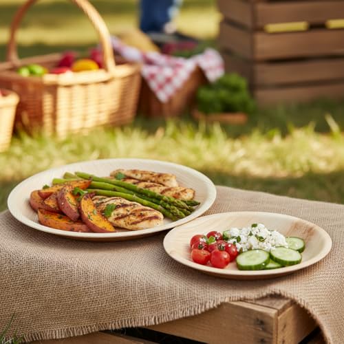 Charity Leaf 10-Inch Disposable Bamboo Plates - 50 Pieces, Eco-Friendly Dinnerware Set