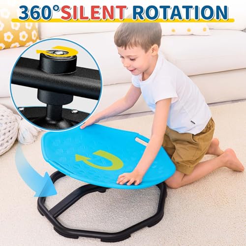 KidBloom Blue Sensory Spinning Chair for Autism & ADHD Kids, Balance & Coordination, Silent 360° Swivel