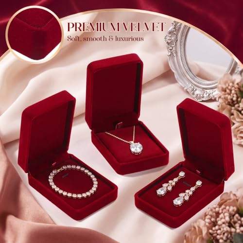 Inbagi 24 Pcs Velvet Jewelry Gift Boxes for Necklaces & Earrings - Red