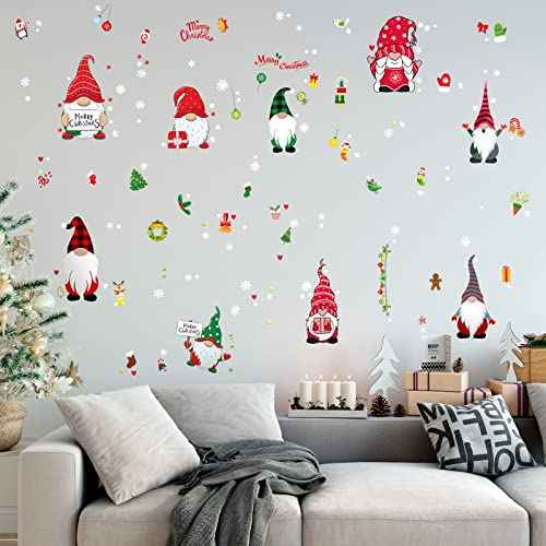 9 Sheet Christmas Gnomes Wall Stickers - Winter Gnomes Wall Decals - Vinyl Stickers for Living Room & Bedroom