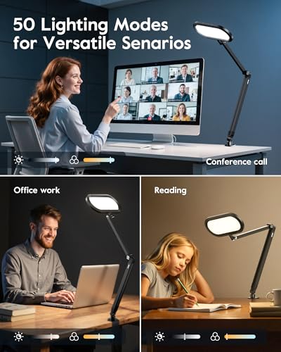 LitONES Dual-Side LED Desk Lamp with Clamp - Black, Soft Light, Stepless Remote