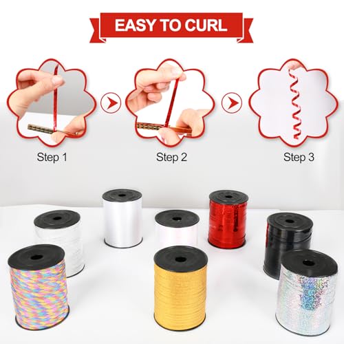 500 Yard Red Curling Ribbon, 3/16" Christmas Shiny Curly Ribbons for Crafts Gift Wrapping Supplies, Balloon String Ribbon, Gift Ribbons for Valentine's Day Birthday Wedding Party Decorations