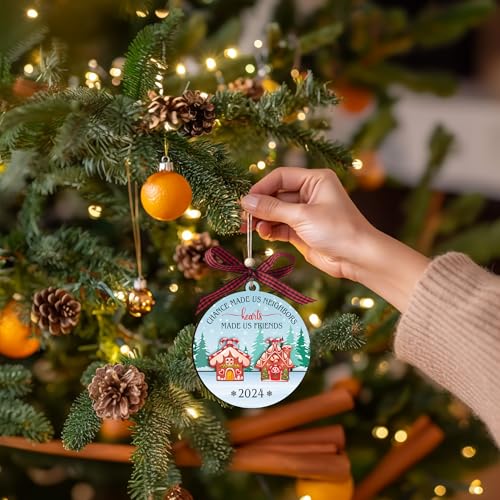 Chance Made Us Neighbors Christmas Ornament - Wooden 2-Layer Heartwarming Gift for Neighbors