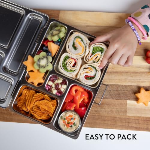 PlanetBox Rover 5-Compartment Stainless Steel Kids Bento Lunch Box BPA-Free