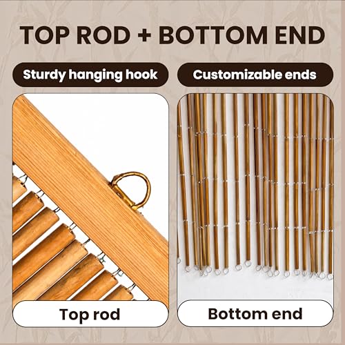 Natural Bamboo Beaded Curtain for Doorway - Earthy Style, 35.4 x 78.7 Inches - Variation of This Listing