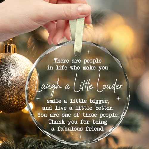 BSQUIELE Christmas Friendship Gifts for Women - Friend Ornament for Bestie, Friends, Sister - Friendship Day, Birthday Gifts Idea for Women, Female Friends - Glass Round Ornament