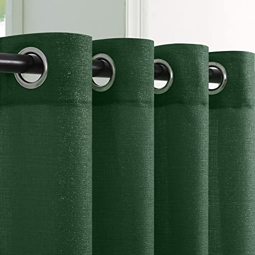 52x84 in Green and Gold Curtains 2 Panels Grommet Semi-Sheer Glitter Sparkle