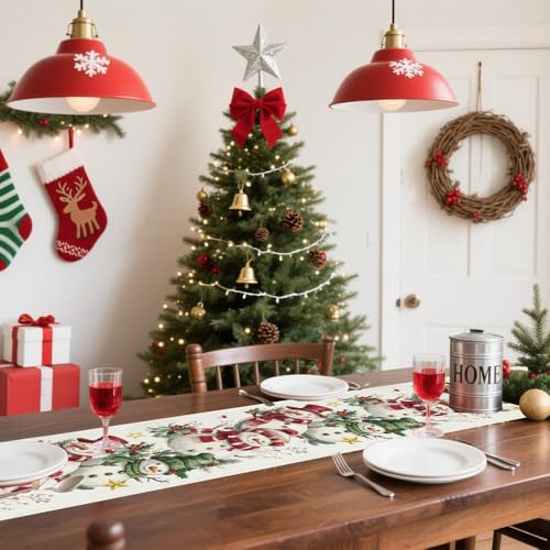 Baccessor Christmas Snowman Table Runner 13x90 Inches Winter Holiday Decor